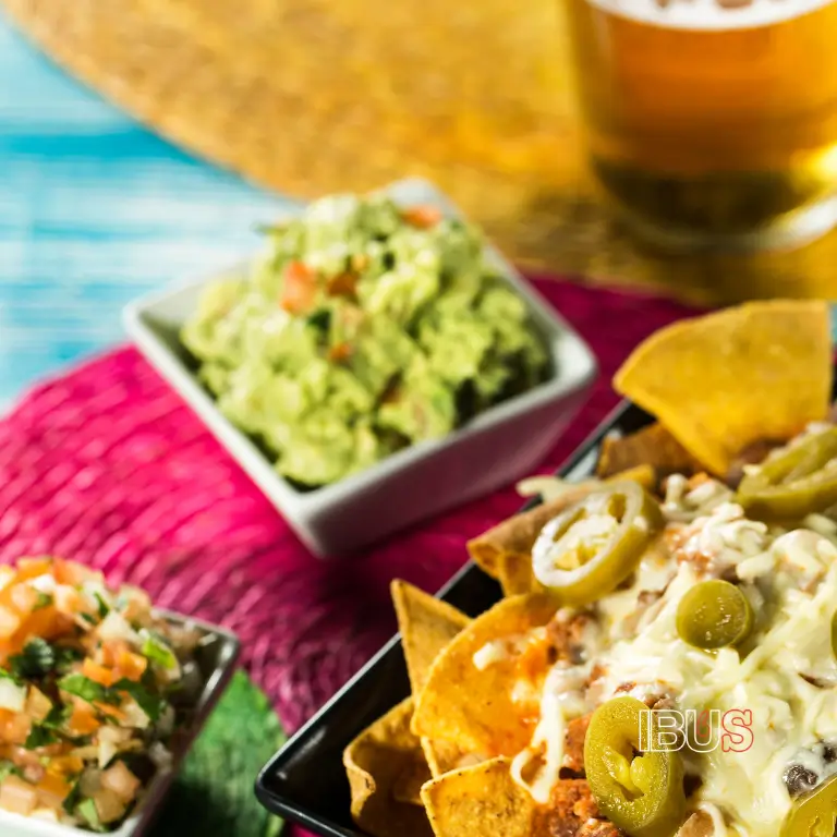 Nachos con guacamole, ideales botanas para acompañar cerveza lager.